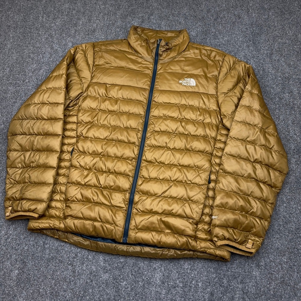 The North Face Flare Down Jacket Mens Large Bronze 550 Down Fill Puffer Full Zip